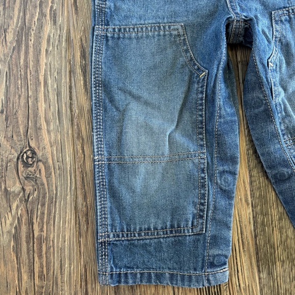 OshKosh B'gosh Vestbak Jean Overalls 18 Mos Double Knee Blue Denim Stripe Detail - Picture 9 of 12